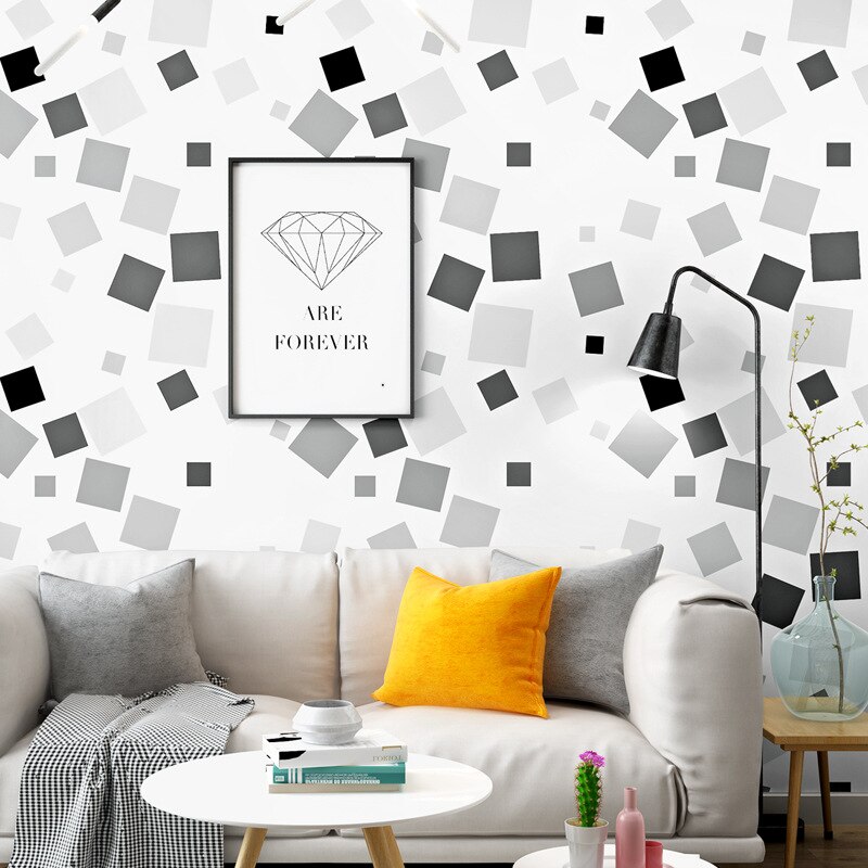 Nordic Style Wallpaper ins Background Black and White Lattices Geometric Pattern Bedroom Living Room Modern Simple Wallpaper