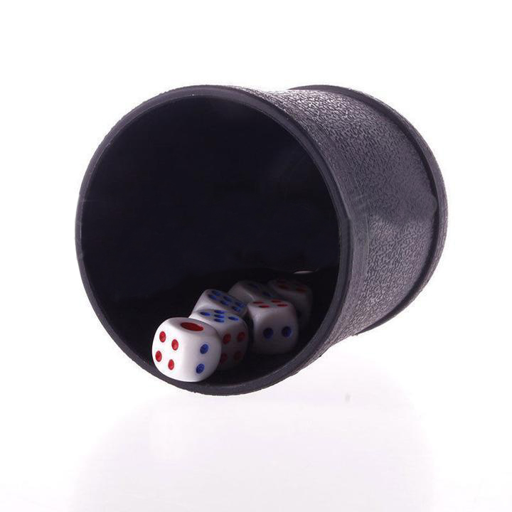 1pc Black Plastic Dice Cup with 6pcs Dice KTV Pub Casino Party Game Toy Set Kit Great for Farkel Game