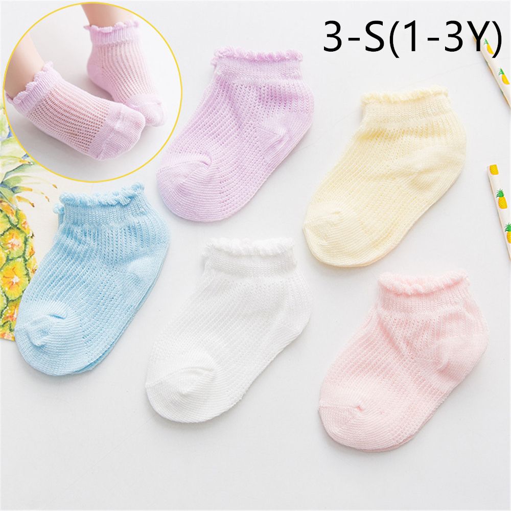 5 Paren/partij 0-5Y Baby Baby Sokken Baby Sokken Voor Meisjes Katoenen Mesh Leuke Pasgeboren Jongen Peuter Sokken Baby Kleding Accessoires: S(1-3Y)-3