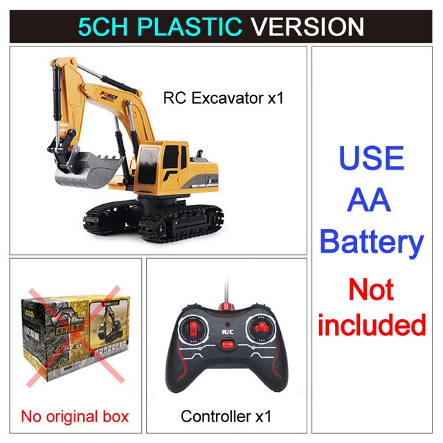 Engineering 2.4Ghz 6 Channel Car 1:24 RC Excavator Toy Alloy And Plastic Excavator 6CH And 5CH RTR For Kids Christmas: 5CH AA no box