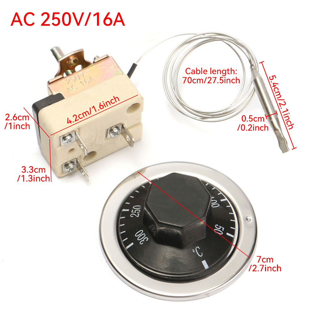 Obrotowy regulator temperatury termostat AC 250 V 16A tarcza 50 robić 300 stopni Celsjusza przełącznik kontroli temperatury robić piekarnika elektrycznego