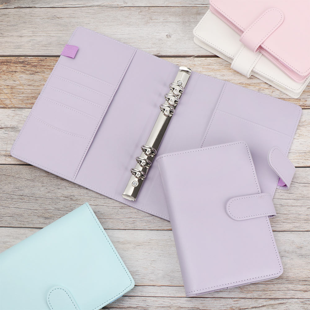 1Pc Vintage Refillable Notebook File Folder Notepad Cover PU Leather Ring Binder Artificial Loose Leaf Binder Office Supplies