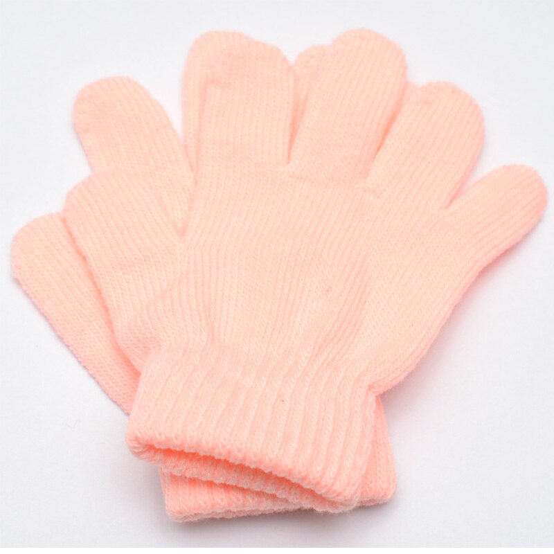 Winter Warm Children Gloves Solid Stretch 2-6T Kids Mittens Gloves Children For Girls Boys Fitness Kids Gloves White gloves: Pink