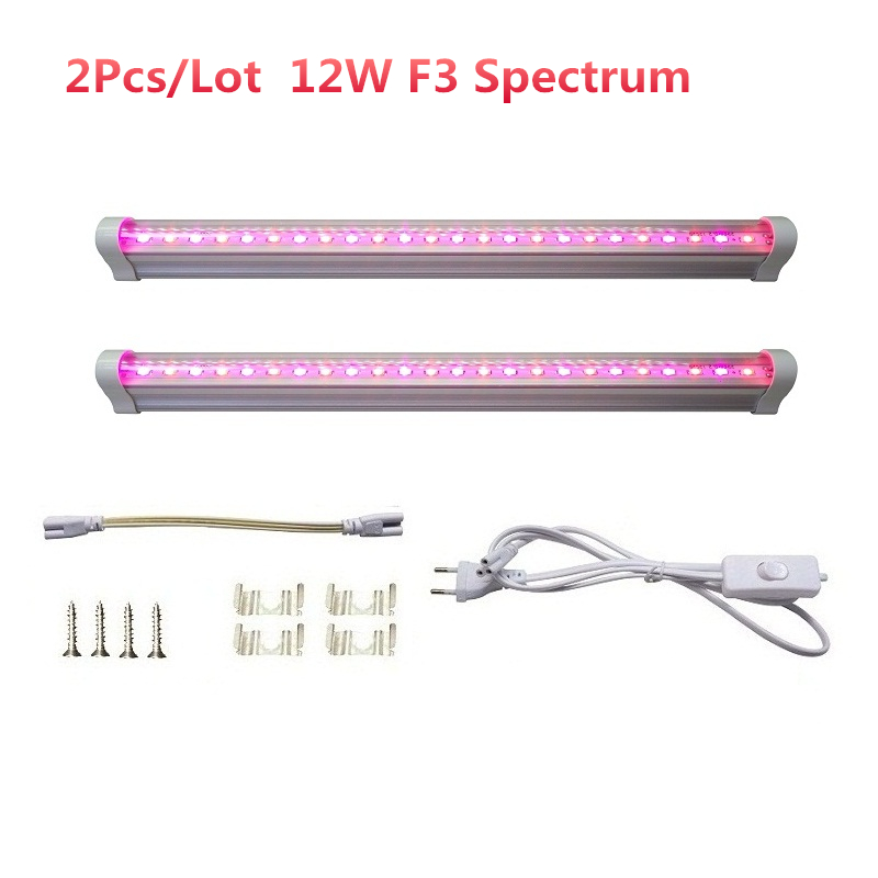 Groleds Led Voor Planten 12W 24W Led Grow Light Volledige Spectrum Phyto Lamp Plantaardige Licht Volledige Spectrum Led 110V 220V Groeien Lamp Hydro: 2Pcs 12W F3 Spectrum / EU Plug