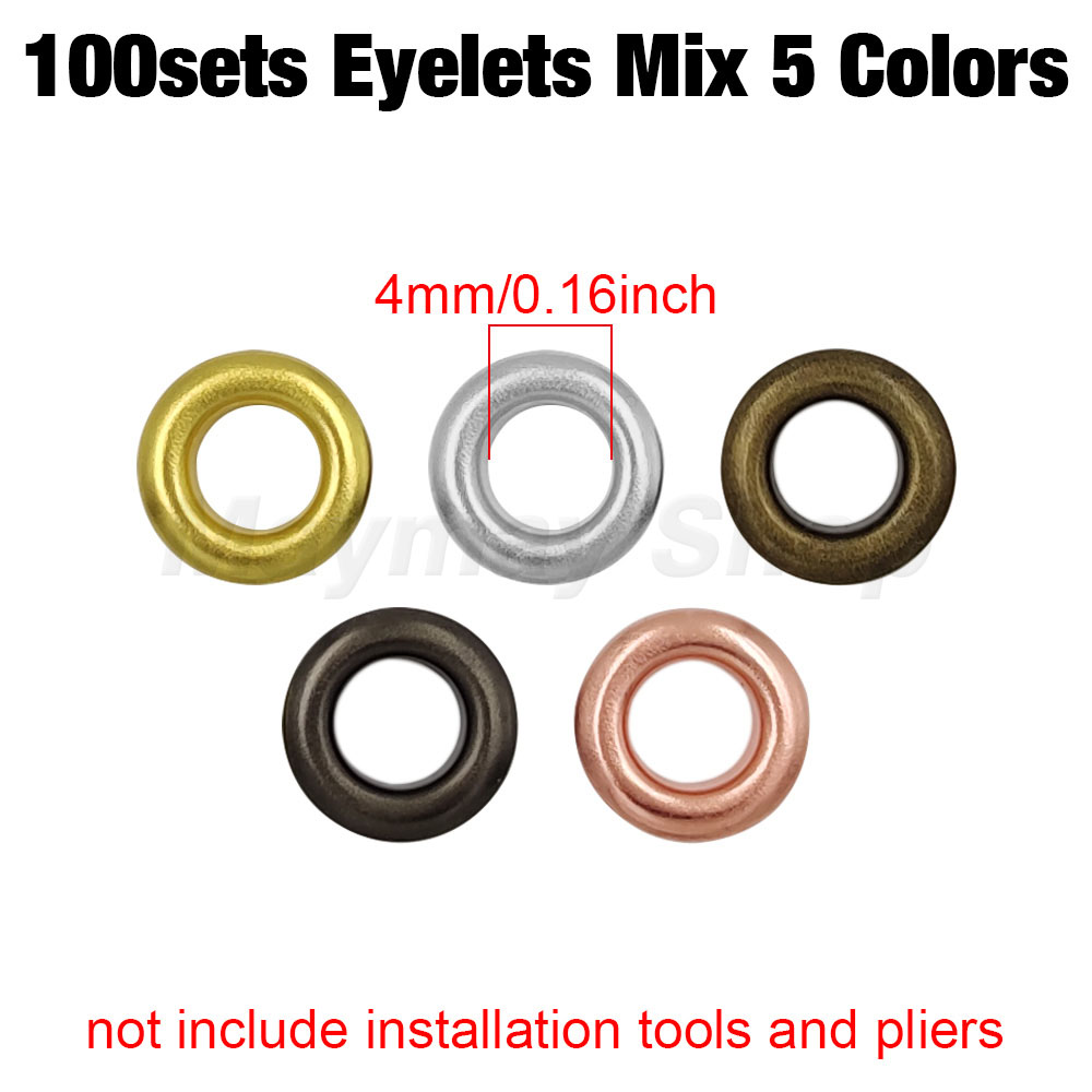 1 Juego de alicates para ojales, Kit de alicates perforadores para ojales con 100 juegos de ojales de Metal de 4mm, Kit de herramientas para ojales para artesanía de cuero: Multicolor