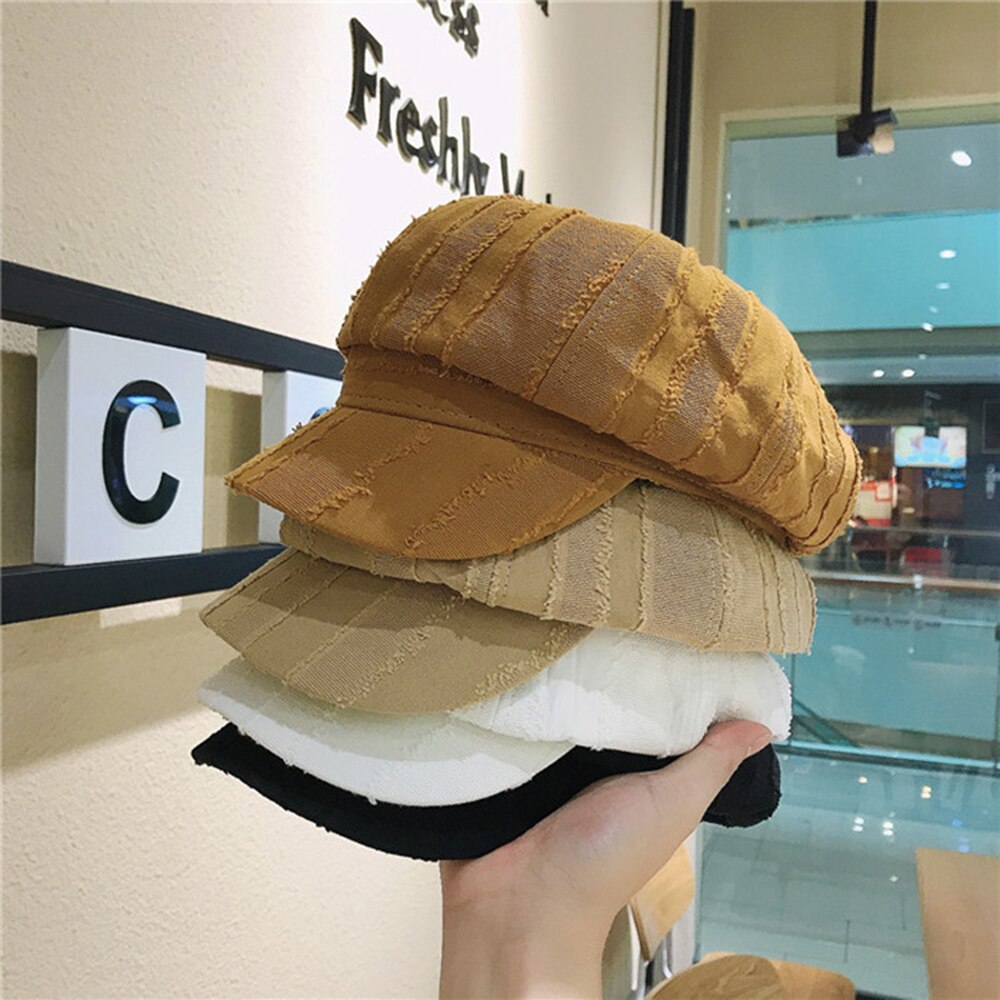 Japanse achthoekige hoed voor dames, lente- en herfstbaret voor dames, dunne zonnehoed voor dames