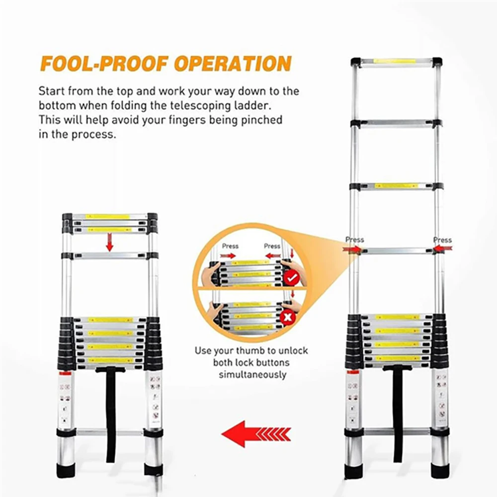 1.4m Thickened Multifunctional Telescopic Ladder Portable Home Aluminum Alloy Engineering Ladder Outdoor Lifting Bamboo Ladder