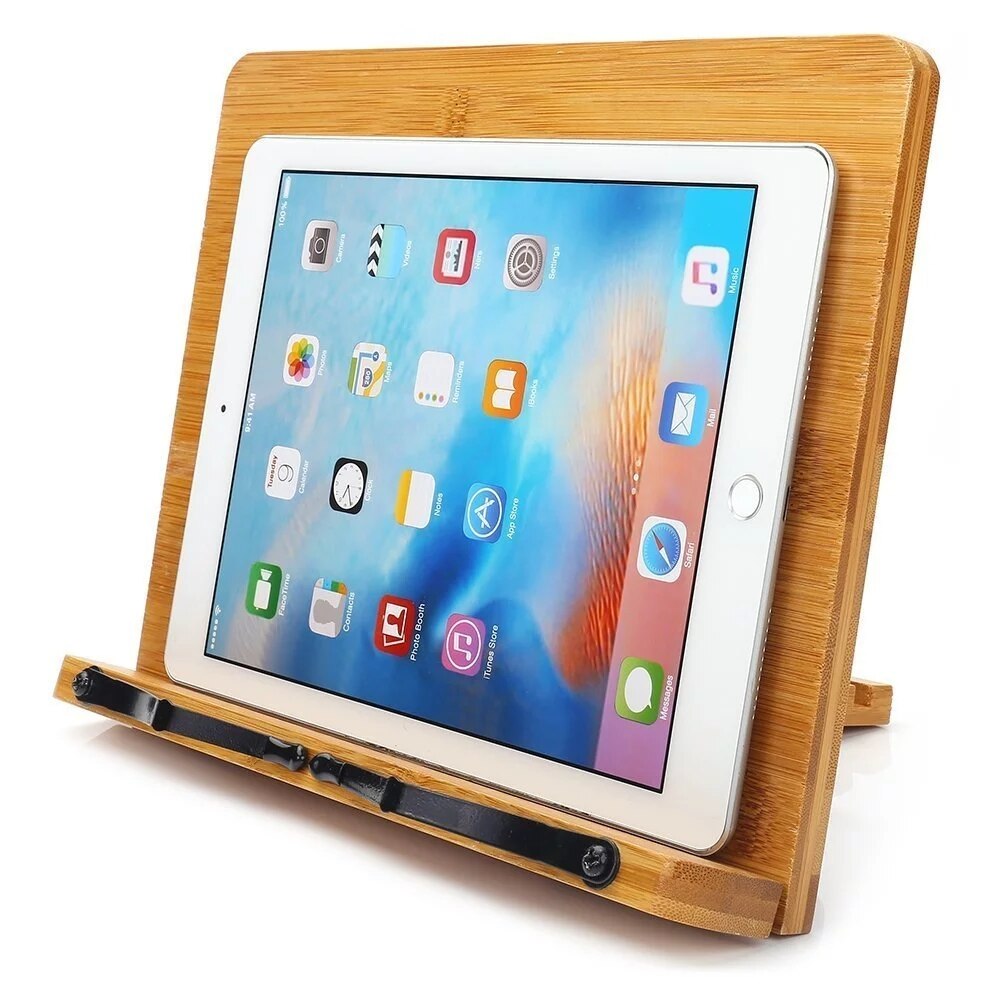 Bogreol læring hylde justerbar bogholder bambus kogebog læsebord bærbar robust letvægts bogstand lærebøger: L 390 x 280mm