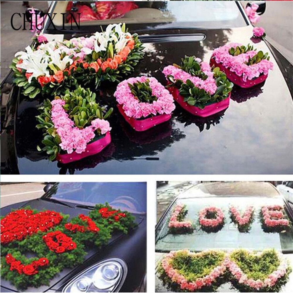 1Pc Trouwauto Bloemen Modder Auto Hoofd Bloem Decoratie Plaat Diy Bloemen Bloemschikken Modder Creatieve Diy Bloem Modder Met zuignap: Green 38cm