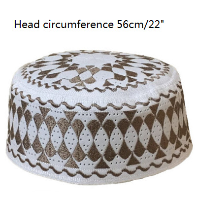 Muslim Bonnet Cap Hats Arabic Men Prayer Islam Egyptian Kufi Topi Men's Accessories Saudi Arabia African Head Wraps Brown Hats: brown 56 cm