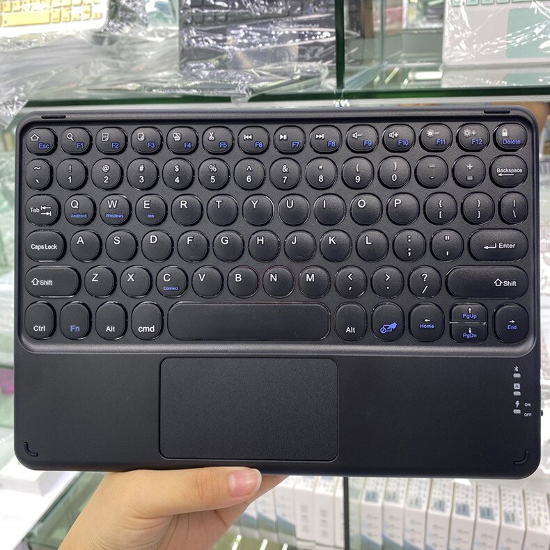 EAOR Portable Bluetooth Keyboard with Touchpad for iPad Tablet Laptop Mute Cute Wireless Keyboard Mouse Combos for Android iOS: 10 inch-Black