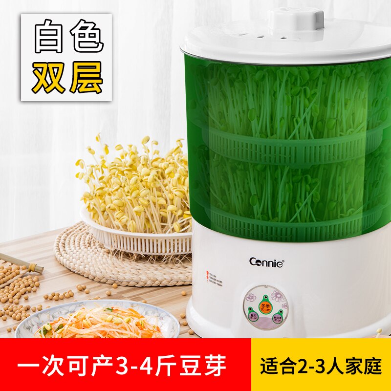 Electric Bean Sprouts Machine 2 Layers 3 Layers Full Automatic Large Capacity Thermostat Green Seeds Plant Growing Machine: 2 layers white one / CN