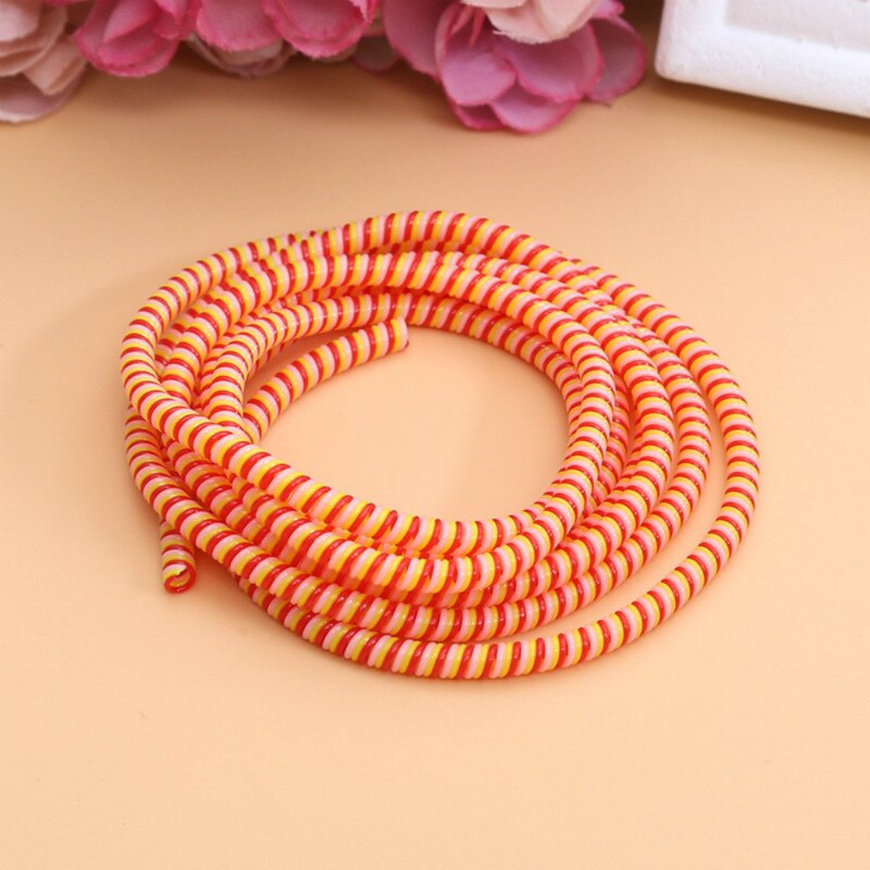 1.4m gemengde kleuren telefoonkabel koordbeschermer usb-oplaadkabel spoelopwinder datalijn oortelefoonhoes pak veer mouw touw