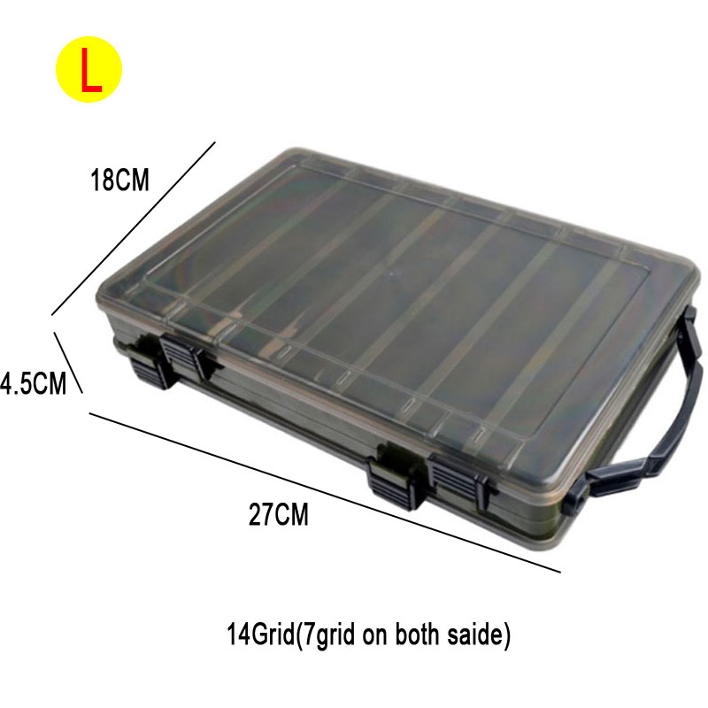 Scatola per attrezzatura da pesca Custodia per esche 14 scomparti Scatole per ganci per esche a doppia faccia Custodia per contenitori per esche Accessori per la pesca