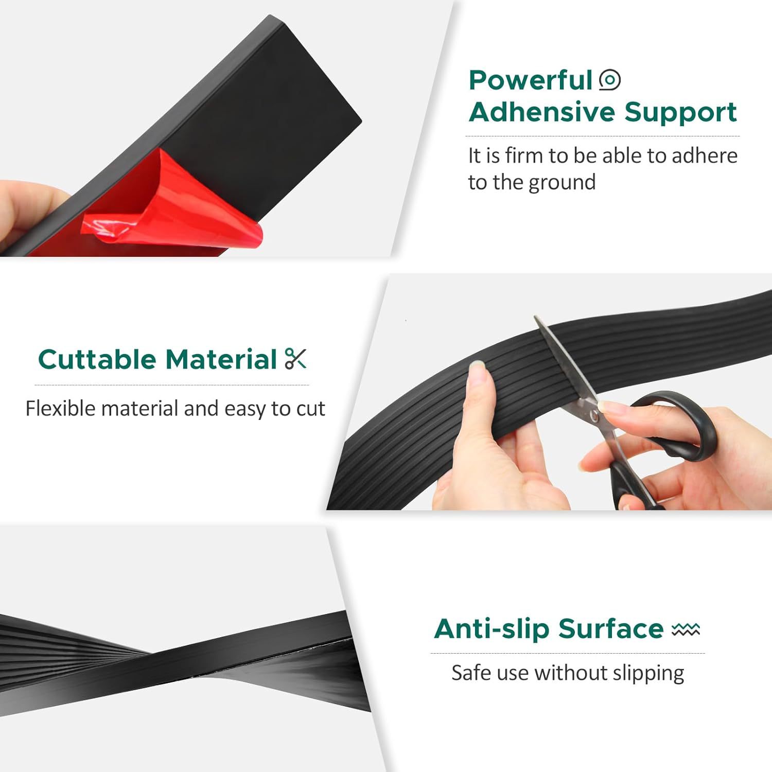 1 Pc 1 M/39.37 Inch Deuropening Drempel Oprit Zelfklevende Pvc Rubber Oprit Slijtvast Gestreepte trap Anti Slip Tape