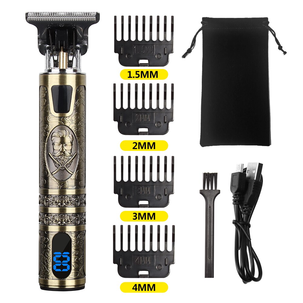 Tondeuse à cheveux électrique Vintage T9 pour hommes, rasoir Rechargeable USB 0mm, tondeuse à barbe professionnelle, salon de coiffure: gentleman nobox