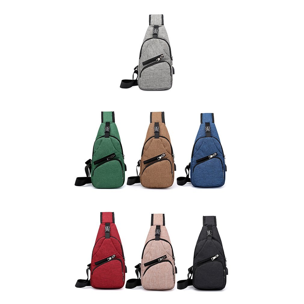 Antidiefstal borsttas heren trend praktische canvas taille usb oplaadbaar man vrouw schoudertas crossbody tas