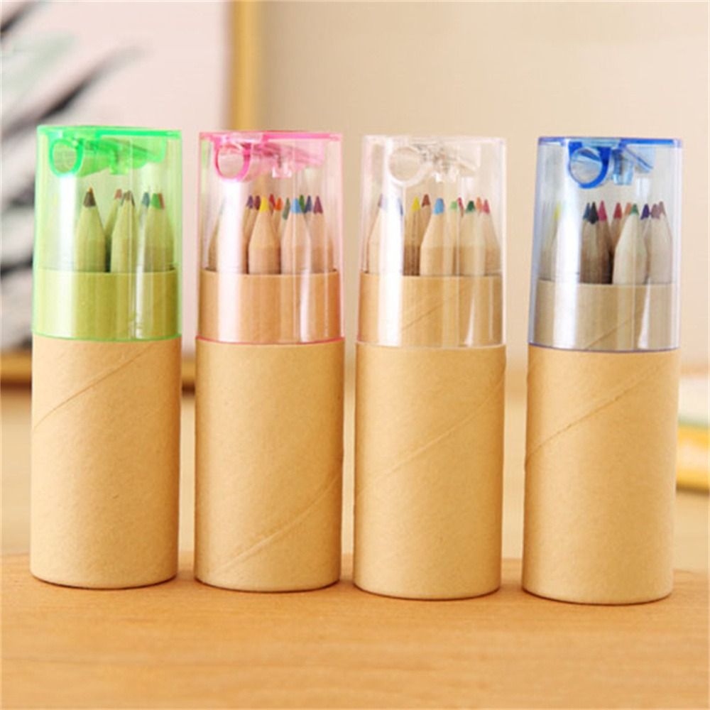 School Supplies Art Tool Drawing Art Kawaii Painting Barreled Student Pencil Colored Pencil Pencil Crayon 12 Color Pencil: WHITE