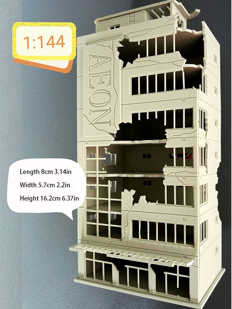 1:144 scala 1:100 N battaglia danneggiata edificio AEON casa rotta costruzione di battaglia modello in plastica ABS