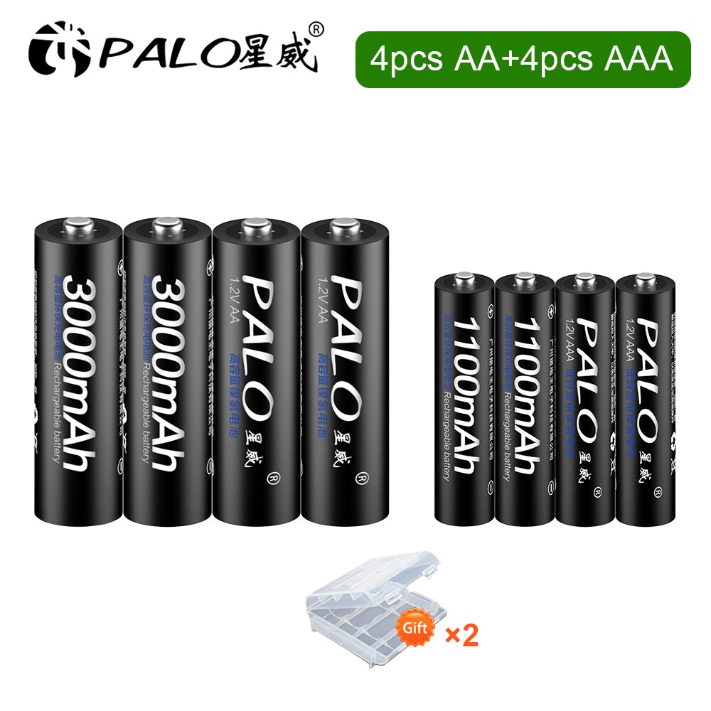 8Pcs 1.2v AA Battery Rechargeable+1.2V Nimh AAA Rechargeable Battery+Lcd Display Usb Smart Battery Charger For 1.2V Nimh AA AAA: 4AA and 4AAA