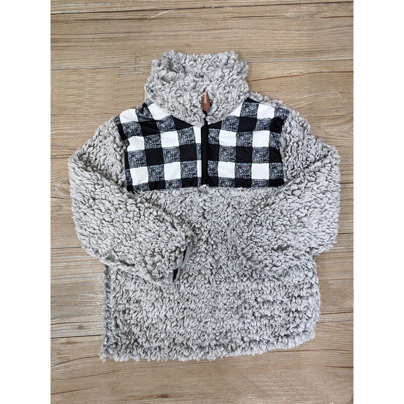Rts tts monogram leopard gepard bøffel plaid patch børn sherpa pullovere drenge og piger jakker fleece ungdoms pullover frakker: 2 / 3t