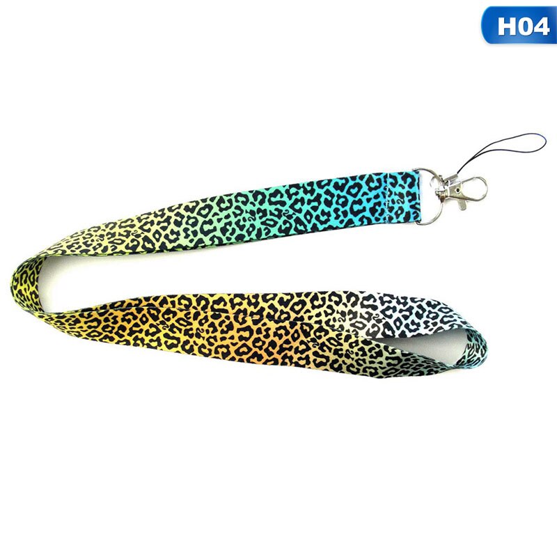 Moderno llavero con cordón de teléfono móvil tarjeta de identificación con estampado de leopardo, correas de cuello de Teléfono Animal con llavero: H04