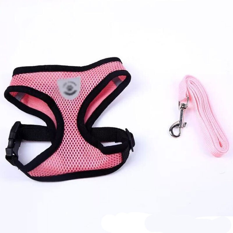 Breathable Small Dog Pet Harness and Leash Set Puppy Cat Vest Harness Collar For Chihuahua Pug Bulldog Cat: 4 / L