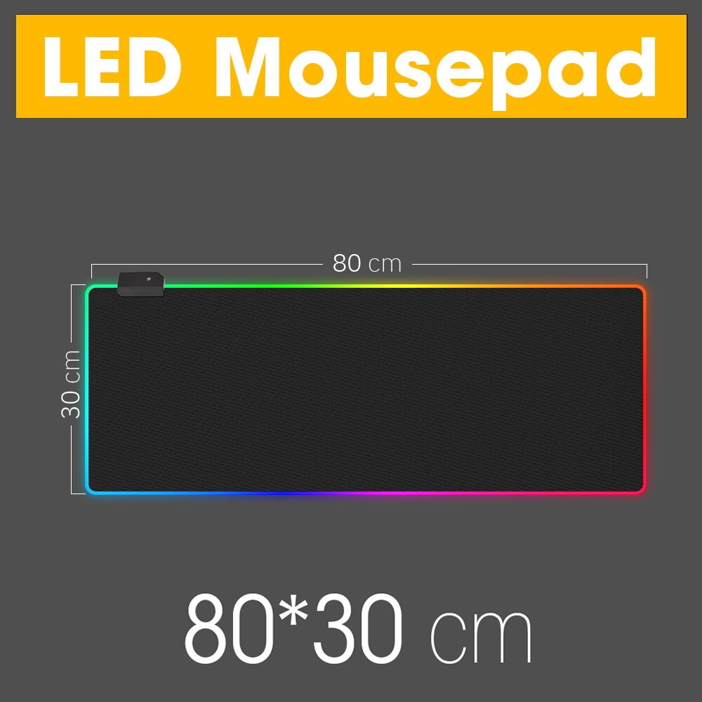 LED Light Gaming Mouse Pad RGB Super Soft Large Keyboard Cover Non-Slip Rubber Base Computer Carpet Desk Mat PC Game MousePad: 80 x 30 cm
