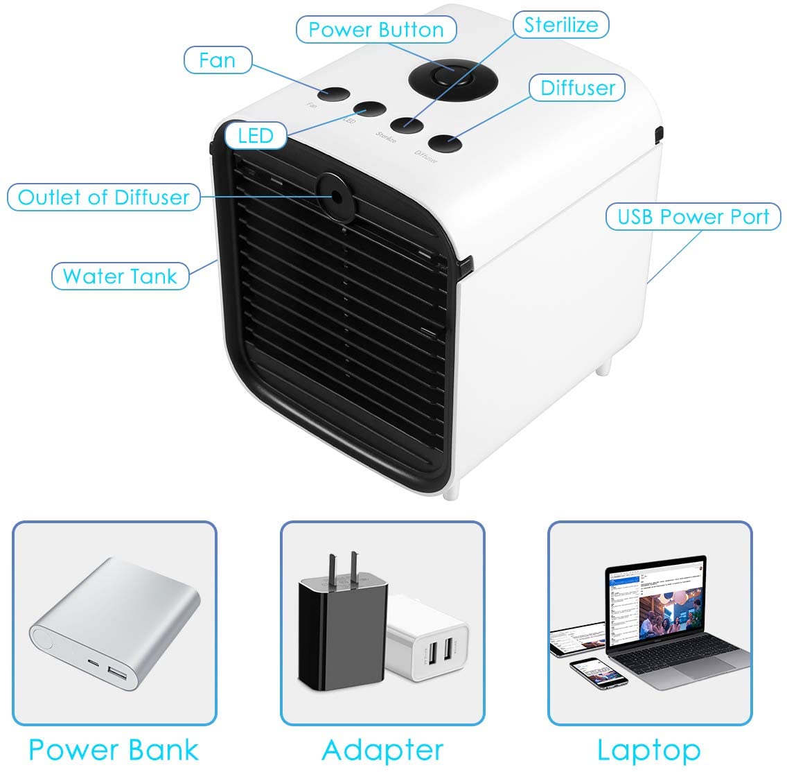Portable Mini Air Conditioner Fan Personal Space Air Cooler The Quick Easy Way to Cool Air Conditioning Air Cooling Fan for Home