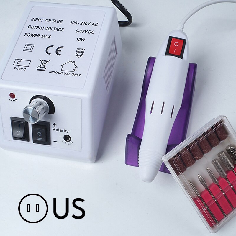 20000 rpm elektrisk manikyrsett bortilbehør neglefilbits manikyrmaskin elektrisk gellakkfjernersett: Hvite oss