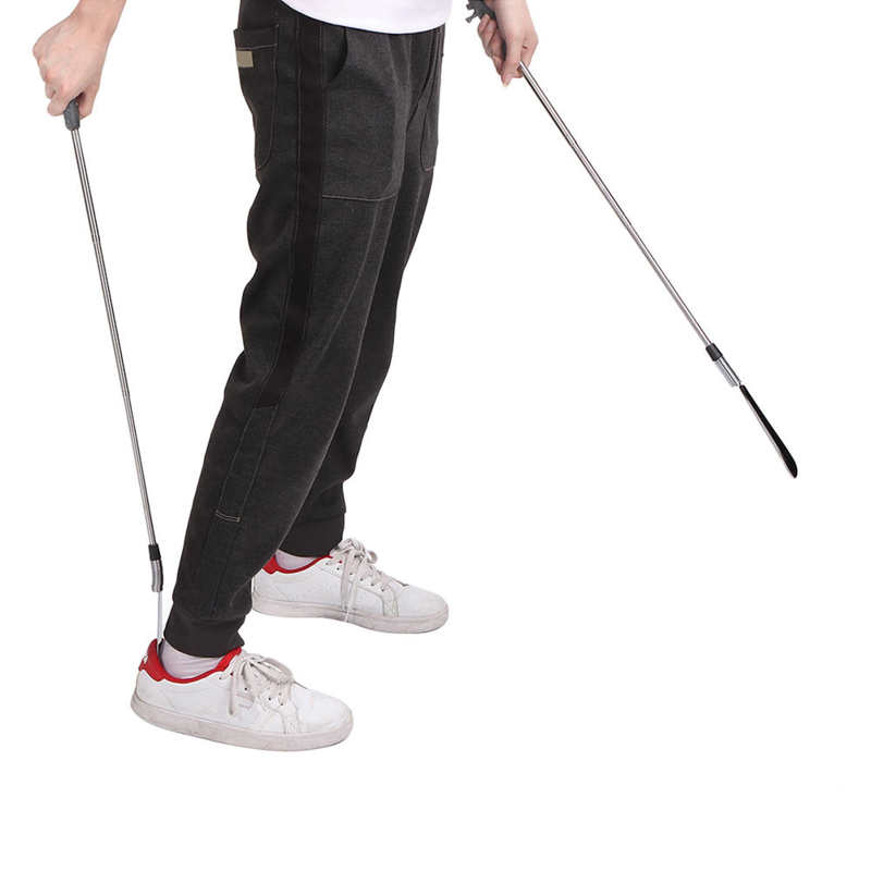 Shoe Helper Stick Convenient Wear Resistant Bendable Stainless Steel Shoehorn Telescopic for Home