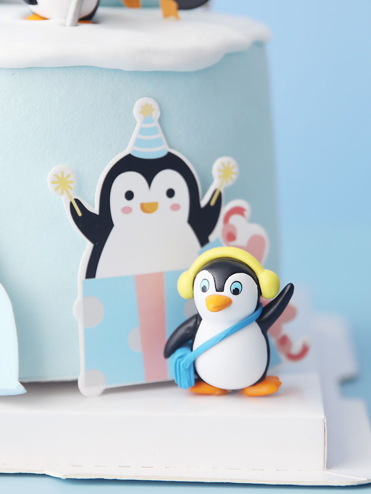 Décoration de gâteau joyeux anniversaire, chapeau de pingouin, flocon de neige, Igloo, Cupcake, cuisson, drapeau de fête, décor de gâteau pour réception pour bébé, de noël