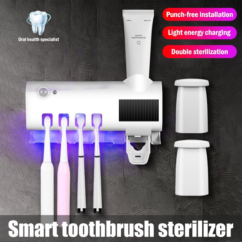 UV Zahnbürste Sterilisator Zahnbürste Gestell Solar- Energie Automatische Intelligente Zahnpasta Orangenpressen Spender Zahnbürste Halfter