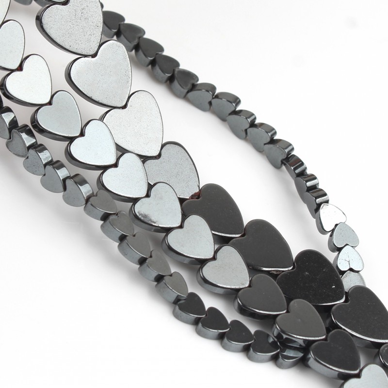 Pierre naturelle en forme de cœur d'amour, hématite, perles d'espacement amples pour la fabrication de bijoux, accessoires de Bracelet 15 ''4x4mm 7x6mm 10x10mm