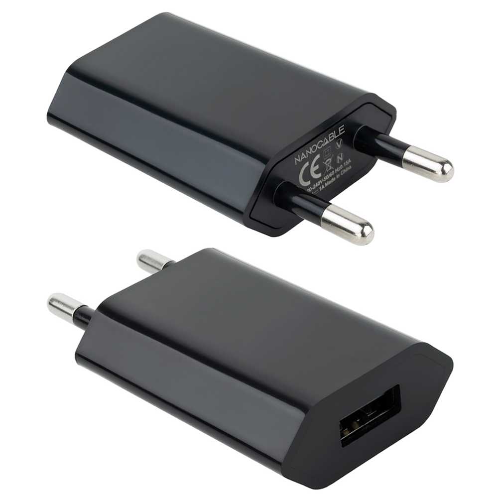 Nanokabel usb-stik oplader 1 port 5w sort 10.10.2002 5v 1a strømadapter vægoplader adapter til smartphones tablets