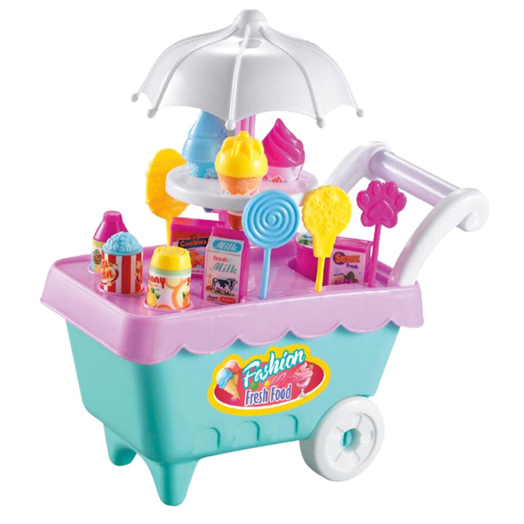 Ice cream cart toy play set for kids pretend play ice cream shop