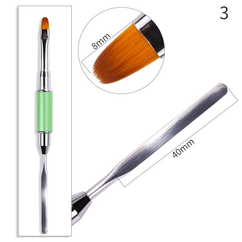 Lápiz de belleza para Nail Art, pluma de acero de doble cabeza y ajuste de pegamento con pluma de pintura de pétalos en forma especial, herramienta de belleza, 1 ud.: Verde