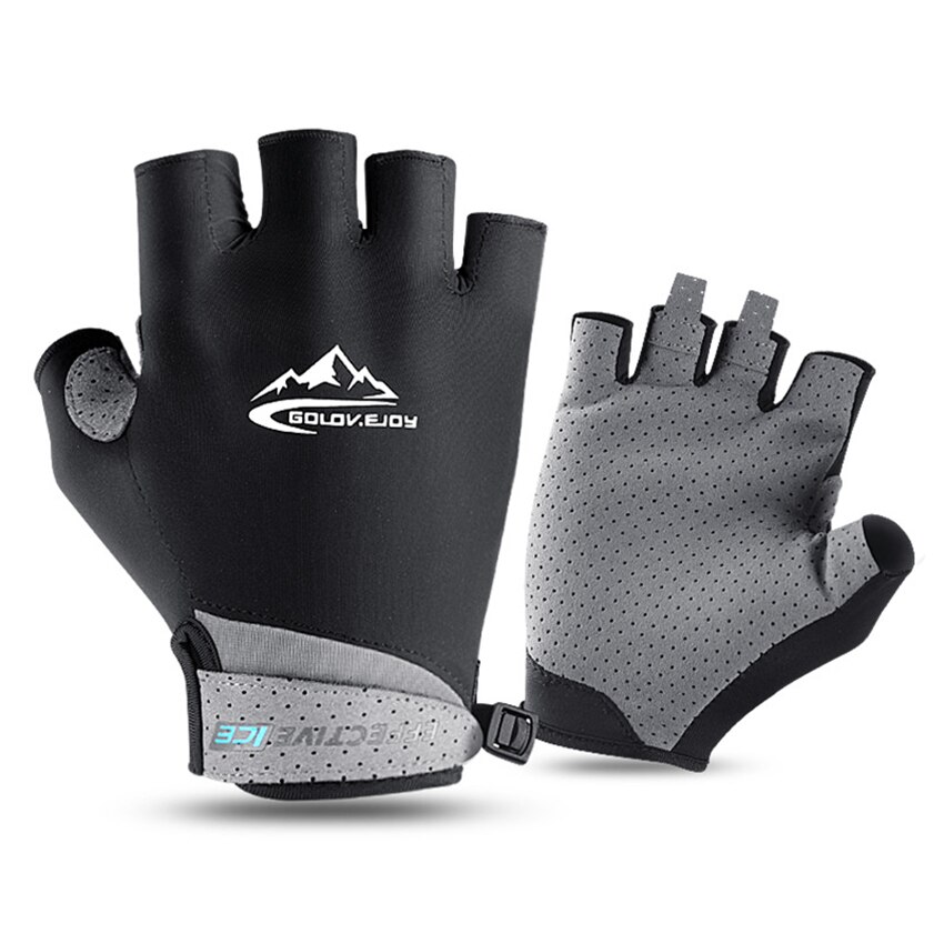 Elastische Männer Finger Handschuhe Reiten Golf Sommer Handschuhe Anti-Uv Sonnenschutz Schweiß-absorbent Atmungs Ice Silk Dünne Handschuhe: Black Gloves / M Palm Width 7-8cm