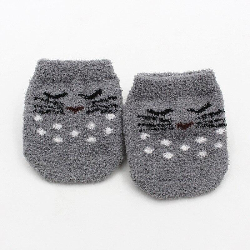 0-2Y Leuke Cartoon Anti-Slip Sokken Herfst Winter Baby Boy Meisjes Vloer Sokken Thicken Keep Warm Pasgeboren Kleding accessoires: Gray / 1-2 years old