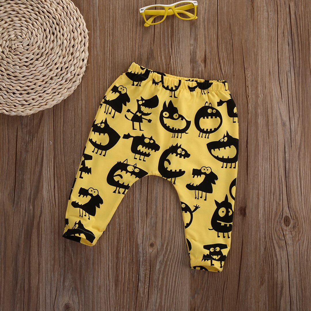 Voor Peuter Baby Boy Monster Print Harembroek Broek Bodem Leggings 0-3Y