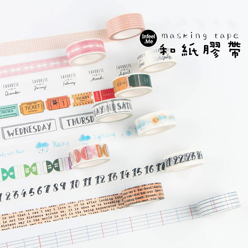 Reise Serie Papier Washi Band Spitze Netz Woche nasser Memo Gepäck Auto Abdeckklebeband Tagebuch Aufkleber DIY Dekoration F347