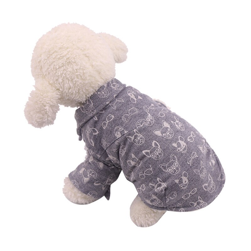 Tecknad hund kläder kläder för hundar skjortor husdjur kläder söt höst vinter fransk bulldog tryck förtjocka pojke ropa para perro