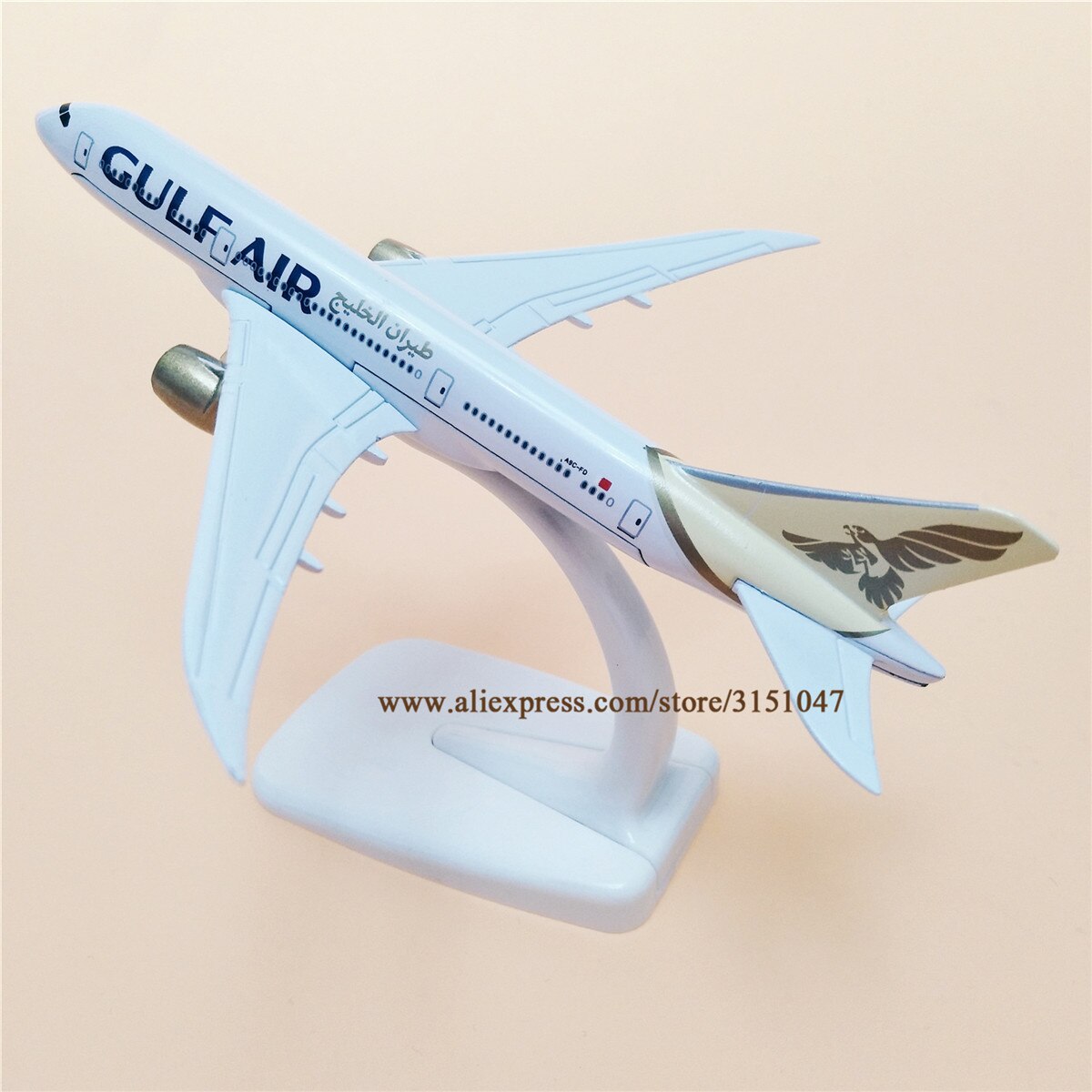 Legering metall gulf air  b787 flygbolag flygplan modell gulf boeing 787 airways planmodell flygplan barn 16cm