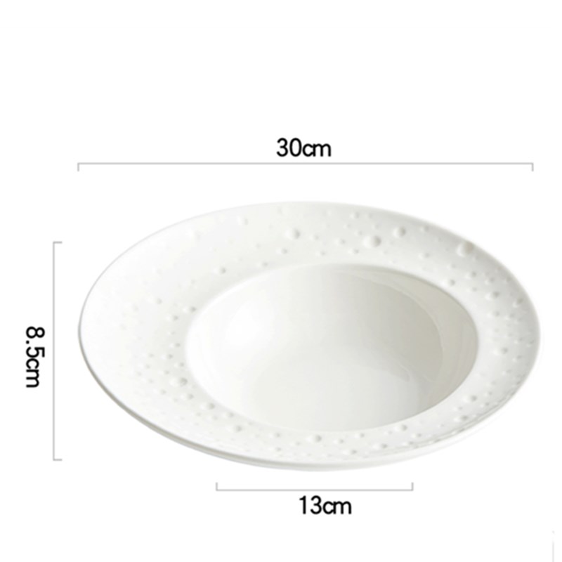 Plato blanco con forma de sombrero de paja para el norte de Europa, vajilla de decoración para restaurante, plato de sopa de carne y espagueti, plato de postre y fruta: A--30CM