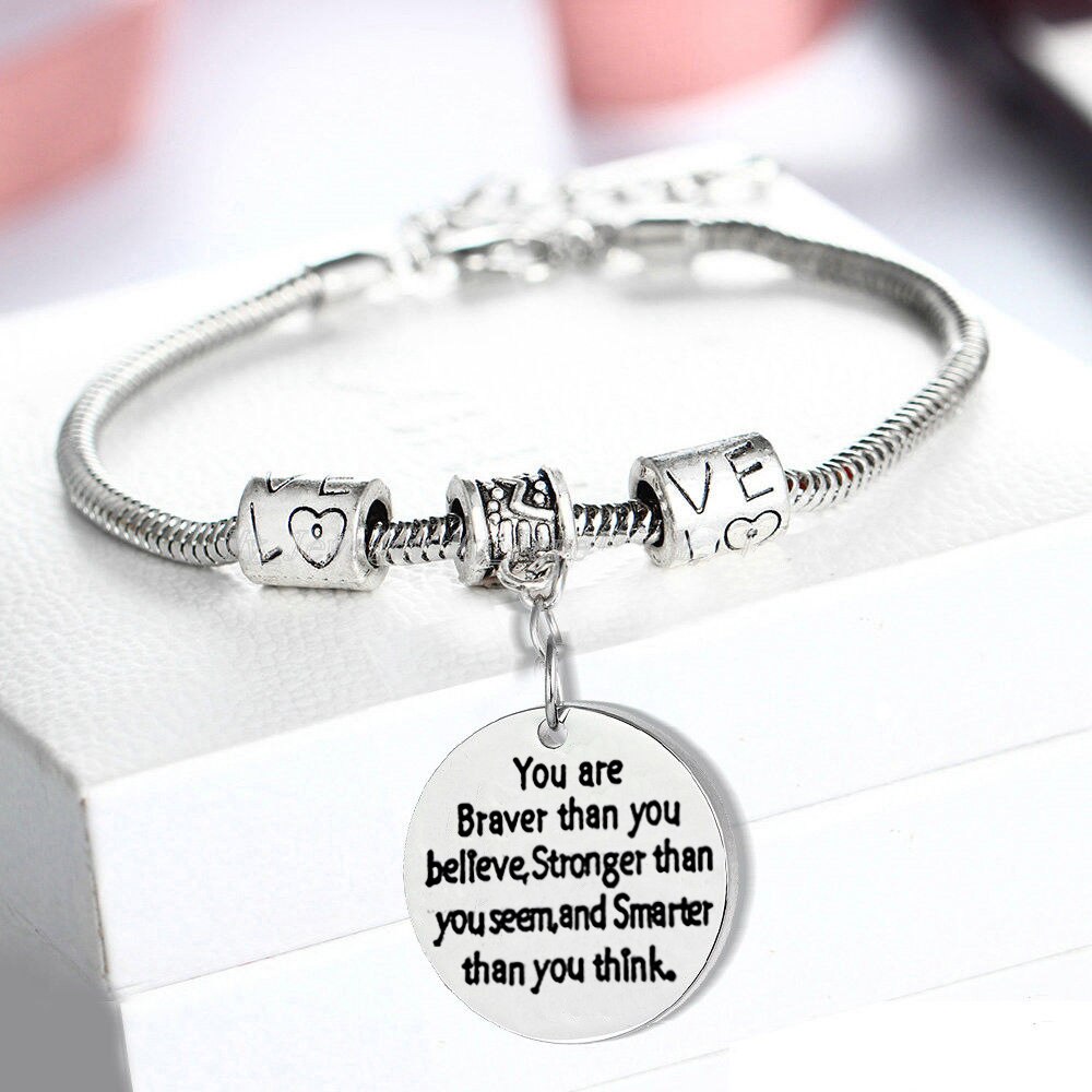 Mother Daughter Son Grandmother Heart Paw Lover Heart Bracelet Family Friends Love Charm Birthday Women Men Party Xmas BFF: You Are Braver