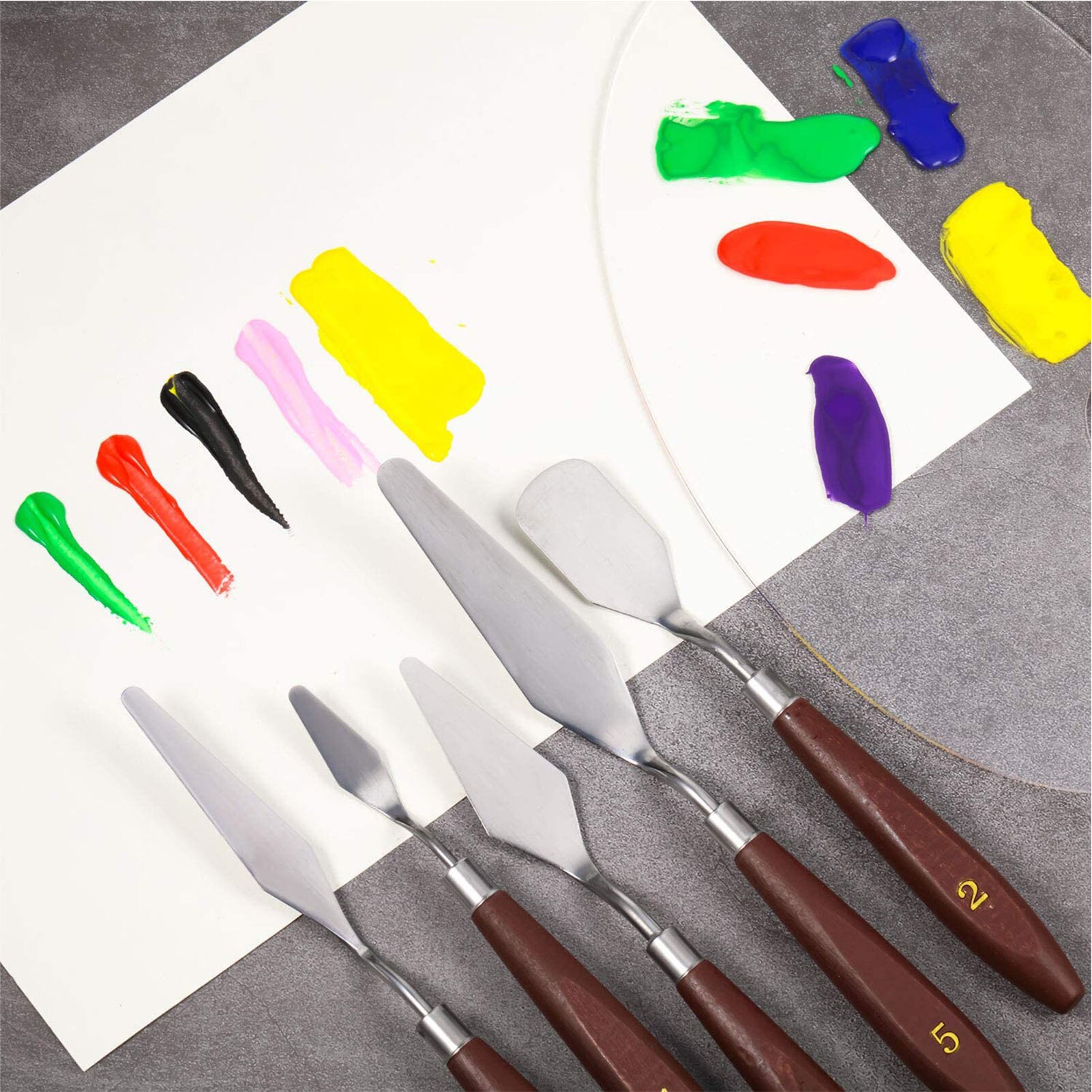 7PCS Digital Painting Scraper, Drawing Board Set Acrylic Acid Paint Set Spatula Palette Painting Tools Kit