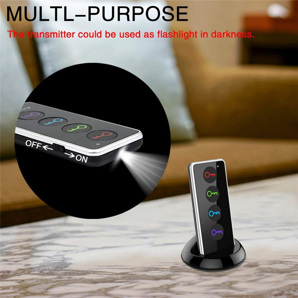 Advanced Wireless Key Finder Locator Remote Key Portafogli di Telefono 4 in 1 Anti-perso con Funzione di Torcia 4 Ricevitori E 1 Dock Per Adulti