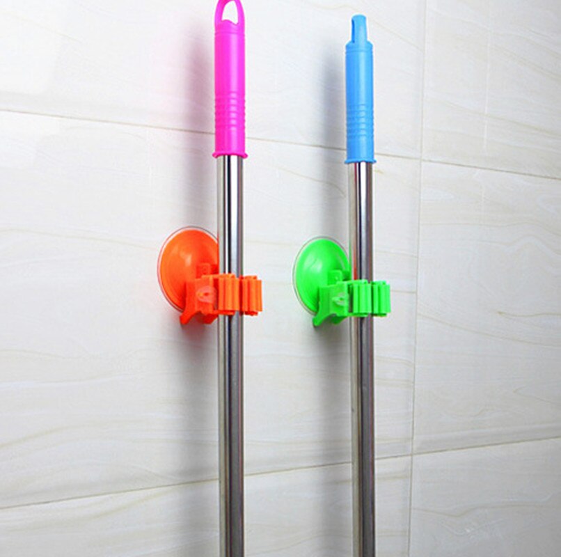 Kitchen Bathroom Mop Holder Broom Rack Powerful Vacuum Suctions Cup Wall Mounted Mop Home Storage Racks for Household