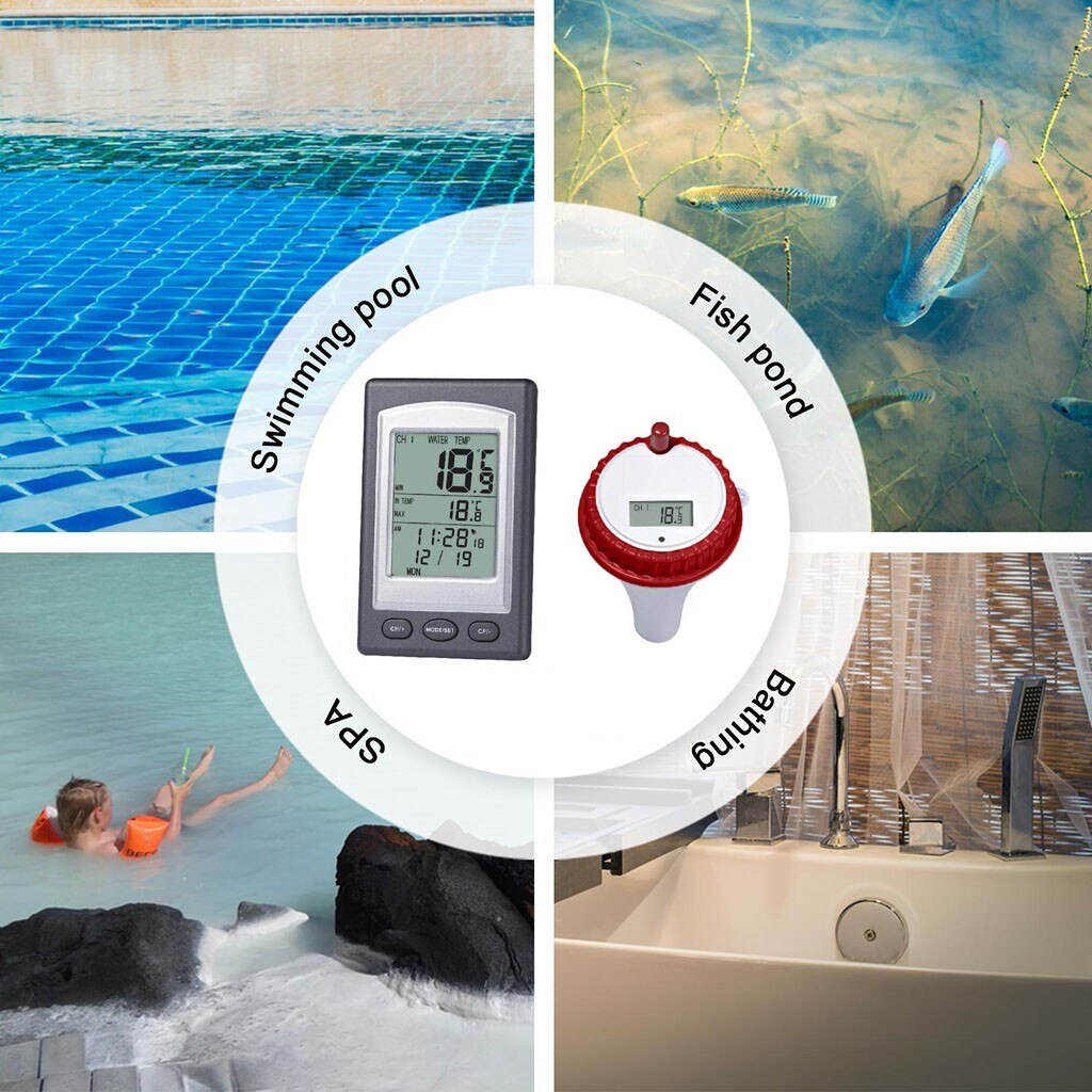 Solar Powered Floating Thermometer Wireless Indoor and Outdoor Solar Power Floating Swimming Pool Water & Spa Thermometer