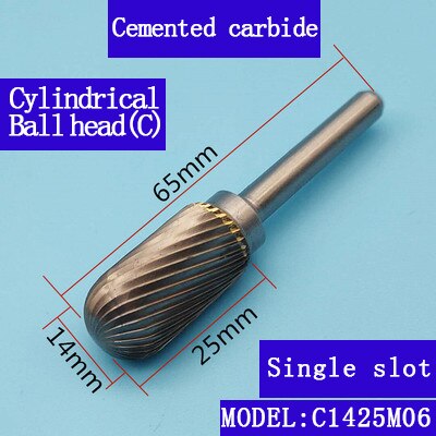 Carbide abrasive rotary file C(CX) type 6mm shank diameter tungsten steel metal milling cutter hand tool parts milling aluminum: C1425M06